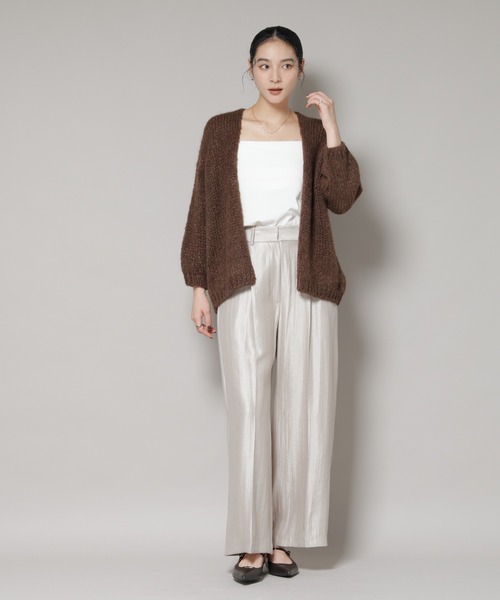 TRICOTS JEAN MARC（トリコットジーンマルク）の「TRICOTS JEAN MARC/ニットカーディガン（ニット/セーター・レディース・ダークブラウン/グレー/グレイッシュベージュ・FREE）」の15枚目の写真