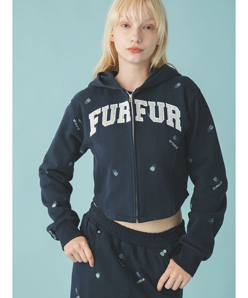 FURFUR(ファーファー)の「フラワー刺繍ジップアップフーディー(スウェット・レディース・アイボリー/グレー/ネイビー・F)」の1枚目の写真