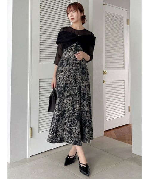 dazzlin（ダズリン）の「チュールベールジャカードドレス（ドレス・レディース・ピンク/ブルー/ブラック・SMALL/MEDIUM）」の2枚目の写真