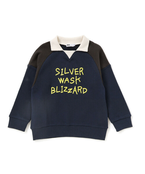 WASK（ワスク）の「ロゴ刺しゅう襟付きトレーナー(110~160cm)（スウェット・キッズ・グレー/ネイビー・130cm/140cm/150cm/160cm）」の5枚目の写真
