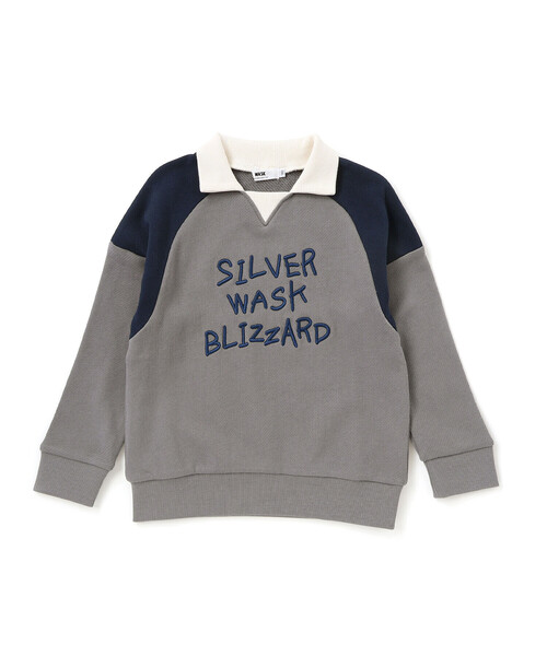 WASK（ワスク）の「ロゴ刺しゅう襟付きトレーナー(110~160cm)（スウェット・キッズ・グレー/ネイビー・130cm/140cm/150cm/160cm）」の7枚目の写真