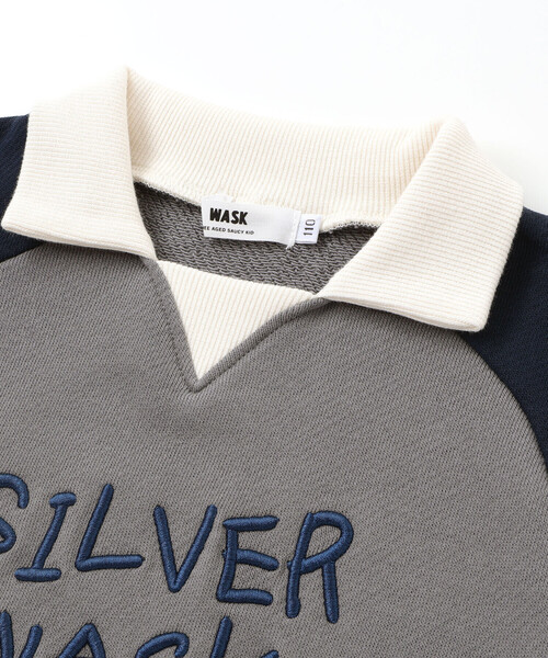 WASK（ワスク）の「ロゴ刺しゅう襟付きトレーナー(110~160cm)（スウェット・キッズ・グレー/ネイビー・130cm/140cm/150cm/160cm）」の9枚目の写真