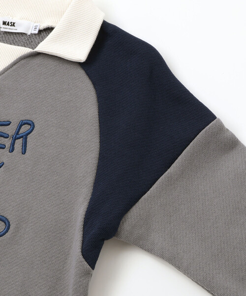 WASK（ワスク）の「ロゴ刺しゅう襟付きトレーナー(110~160cm)（スウェット・キッズ・グレー/ネイビー・130cm/140cm/150cm/160cm）」の10枚目の写真