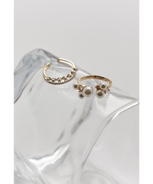 niana（ニアナ）の「パールビジューリング 2点セット 指輪 レディース フリーサイズ ゴールド シルバー 結婚式 二次会 同窓会 成人式 パーティー お呼ばれ オケージョン フォーマル（リング）」