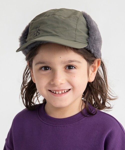 BRANSHES(ブランシェス)の「【あったか】ナイロン/フライトキャップ(キャップ・キッズ・ブラック/カーキオリーブ・54cm/52cm)」の1枚目の写真