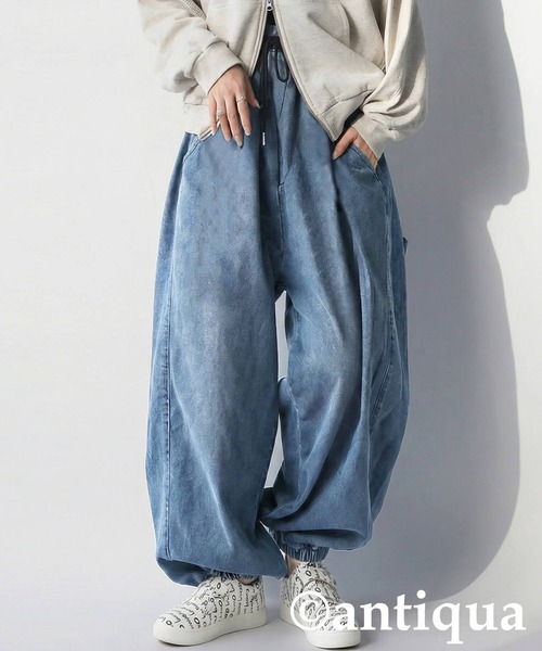 antiqua(アンティカ)の「デニム バルーンパンツ(デニムパンツ・レディース・グレー/ブルー・ONESIZE)」の2枚目の写真
