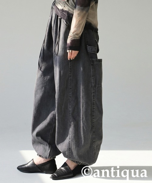 antiqua(アンティカ)の「デニム バルーンパンツ(デニムパンツ・レディース・グレー/ブルー・ONESIZE)」の5枚目の写真