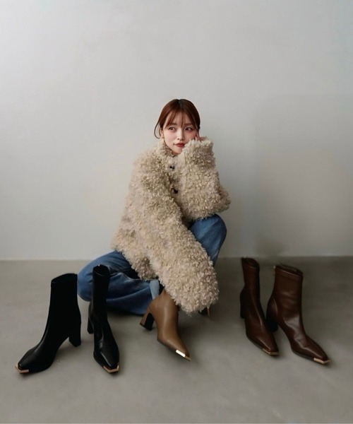 ZOZOTOWN限定 新作 トゥキャップ モチーフ ヒールブーツ /51390