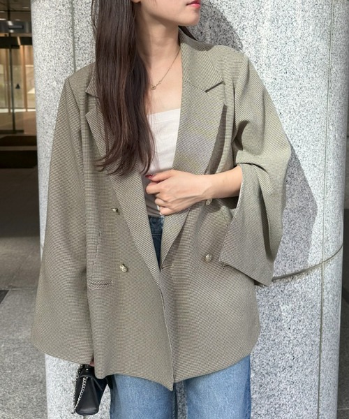 RIRIYANO（リリヤーノ）の「2WAYテーラードジャケット（テーラードジャケット・レディース・ブラウン/チェック・MEDIUM/LARGE/X-LARGE/XX-LARGE/XXX-LARGE）」の3枚目の写真