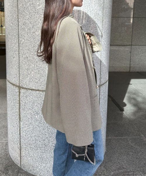 RIRIYANO（リリヤーノ）の「2WAYテーラードジャケット（テーラードジャケット・レディース・ブラウン/チェック・MEDIUM/LARGE/X-LARGE/XX-LARGE/XXX-LARGE）」の4枚目の写真