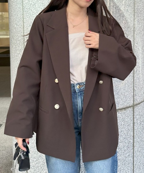 RIRIYANO（リリヤーノ）の「2WAYテーラードジャケット（テーラードジャケット・レディース・ブラウン/チェック・MEDIUM/LARGE/X-LARGE/XX-LARGE/XXX-LARGE）」の10枚目の写真