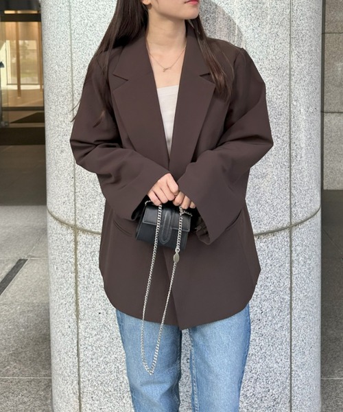 RIRIYANO（リリヤーノ）の「2WAYテーラードジャケット（テーラードジャケット・レディース・ブラウン/チェック・MEDIUM/LARGE/X-LARGE/XX-LARGE/XXX-LARGE）」の13枚目の写真