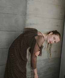 Puff-sleeve Jacquard Dress（ドレス）｜et.UNiVER（エトユニベール