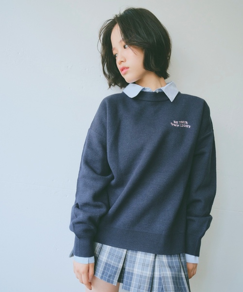 LOVETOXIC（ラブトキシック）の「【GOODPRICE】バックハートニットプルオーバー（ニット/セーター・キッズ・ネイビー/トップグレー/アイボリー/ブラック・M:150cm/S:140cm/L:160cm/130cm）」の9枚目の写真