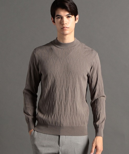 MONSIEUR NICOLE（ムッシュニコル）の「【ex/tra】ジオメトリックプリーツ クルーネックニット（ニット/セーター・メンズ・ベージュ/ブラック/グレー・LARGE/MEDIUM/X-LARGE）」の3枚目の写真