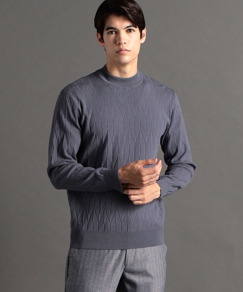 MONSIEUR NICOLE（ムッシュニコル）の「【ex/tra】ジオメトリックプリーツ クルーネックニット（ニット/セーター・メンズ・ベージュ/ブラック/グレー・LARGE/MEDIUM/X-LARGE）」の2枚目の写真