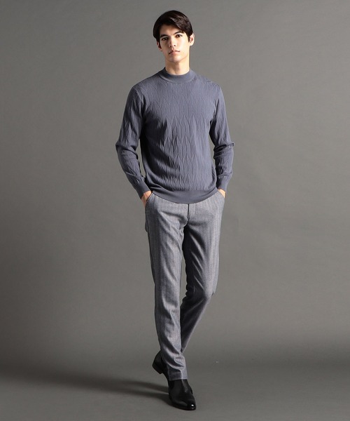 MONSIEUR NICOLE（ムッシュニコル）の「【ex/tra】ジオメトリックプリーツ クルーネックニット（ニット/セーター・メンズ・ベージュ/ブラック/グレー・LARGE/MEDIUM/X-LARGE）」の6枚目の写真