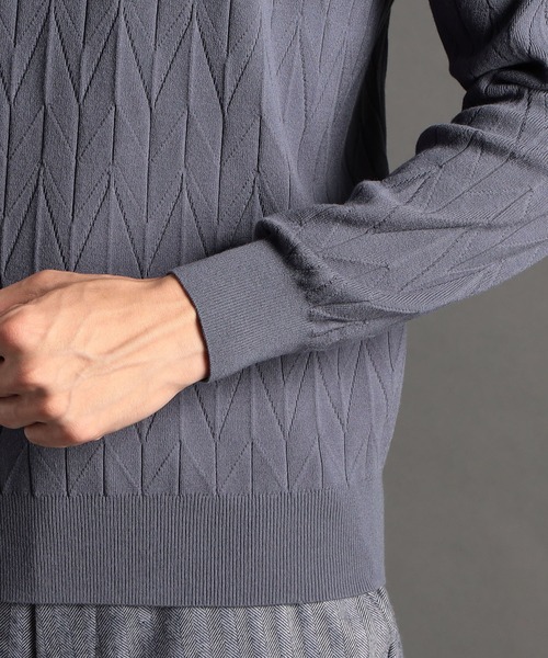 MONSIEUR NICOLE（ムッシュニコル）の「【ex/tra】ジオメトリックプリーツ クルーネックニット（ニット/セーター・メンズ・ベージュ/ブラック/グレー・LARGE/MEDIUM/X-LARGE）」の12枚目の写真