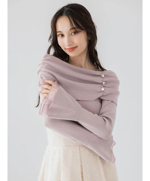 dazzlin（ダズリン）の「オフショルライクギャザーニット（ニット/セーター・レディース・ブラック/オフホワイト/ピンク/ボルドー・FREE）」の7枚目の写真