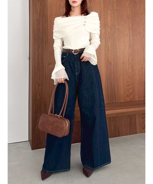 dazzlin（ダズリン）の「オフショルライクギャザーニット（ニット/セーター・レディース・ブラック/オフホワイト/ピンク/ボルドー・FREE）」の13枚目の写真