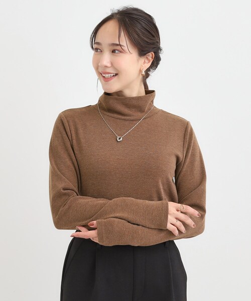 Cutie Blonde（キューティーブロンド）の「ラメスムースハイネックインナー（Tシャツ/カットソー・レディース・ダークブラウン/ブラック/アイボリー/ブルー・04/03/02/01）」の13枚目の写真