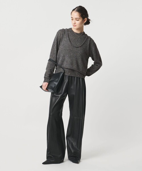 UNITED ARROWS（ユナイテッドアローズ）の「フラワー スパンコール クルーネック ニット（ニット/セーター・レディース・オフホワイト/ライトピンク/ダークグレー・FREE）」の5枚目の写真