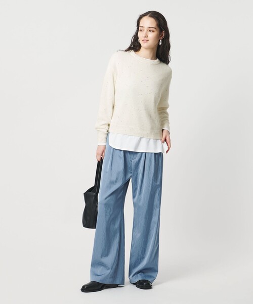 セール】フラワー スパンコール クルーネック ニット（ニット/セーター