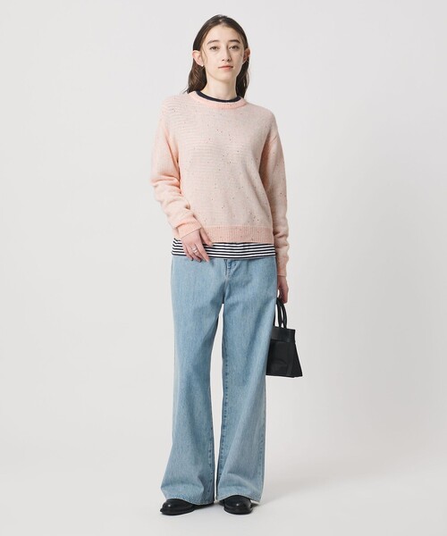 セール】フラワー スパンコール クルーネック ニット（ニット/セーター