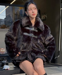 ILLIGO（イリゴ）の「パピィショートファージャケットブラック（ムートンコート）」