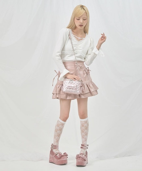 FickleBebe(フィクルベベ)の「キルティングリボンバニティ(ショルダーバッグ・レディース・ピンク/ブラック/ブルー・FREE)」の14枚目の写真