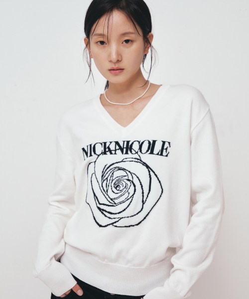NICK&NICOLE(ニックアンドニコール)の「NICOLE ROSE JAQUARD PULLOVER KNIT_IVORY(ニット/セーター・レディース・その他・FREE)」の5枚目の写真