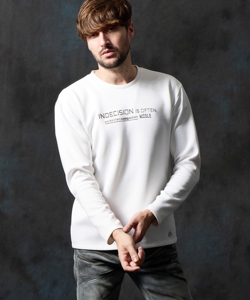 HIDEAWAYS NICOLE（ハイダウェイニコル）の「ストレッチポンチジェルプリント長袖Ｔシャツ（Tシャツ/カットソー・メンズ・オフホワイト/チャコールグレー/ブルー/ブラック/ボルドー・MEDIUM/LARGE/X-LARGE）」の2枚目の写真