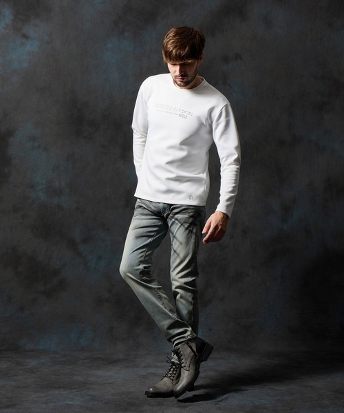 HIDEAWAYS NICOLE（ハイダウェイニコル）の「ストレッチポンチジェルプリント長袖Ｔシャツ（Tシャツ/カットソー・メンズ・オフホワイト/チャコールグレー/ブルー/ブラック/ボルドー・MEDIUM/LARGE/X-LARGE）」の7枚目の写真