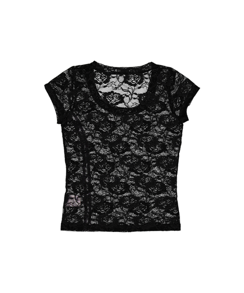 SETUP-EXE(セットアップイーエックスイー)の「33 LACE TOP / BLACK(Tシャツ/カットソー・レディース・その他・OS)」の2枚目の写真