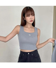 muahmuah（ムーアムーア）の「ロゴスリムフィットニットスリーブレス[7色]（Tシャツ/カットソー）」