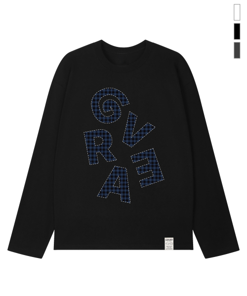 GRAVER（グレーバー）の「[ユニセックス]GチェックロングスリーブTシャツ_3カラー（Tシャツ/カットソー・レディース・ホワイト/ブラック/チャコール・LARGE/MEDIUM）」の5枚目の写真