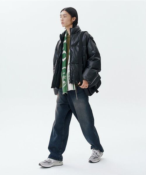 MUSINSA STANDARD（ムシンサスタンダード）の「シンセティックレザープッパーショートパディングジャケット[ブラック]（ダウンジャケット/コート・メンズ・その他・MEDIUM/LARGE/X-LARGE/XX-LARGE）」の7枚目の写真