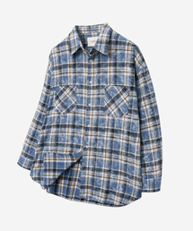 VTWO（ブイツー）の「ヴィンテージウォッシングタータンチェックシャツ_ブルー（シャツ/ブラウス）」