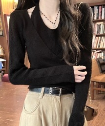 shameless（シェイムレス）の「レイヤードデザインカシュクールニットトップス（ニット/セーター）」