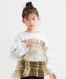 QUNTSTYLE | 裏ベロア　チェック柄チュールドッキングトレーナー(スウェット)