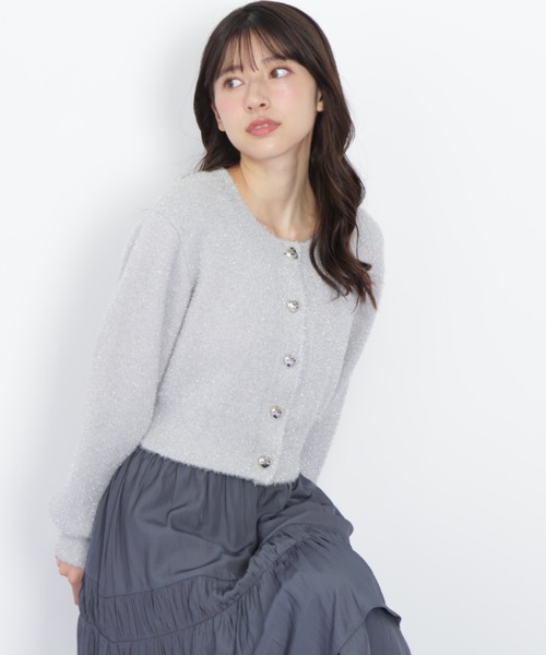 ◇ ハートボタンラメフェザーカーディガン（ニット/セーター）｜JILL