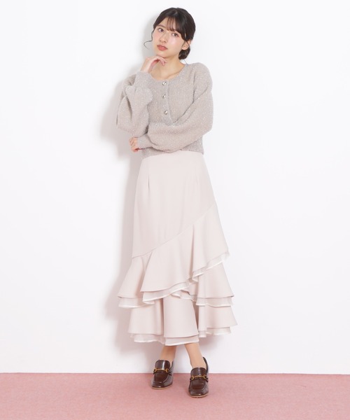 JILL by JILL STUART（ジルバイジルスチュアート）の「◇ ハートボタンラメフェザーカーディガン（ニット/セーター・レディース・ベージュ/ピンク/グレー・FREE）」の6枚目の写真