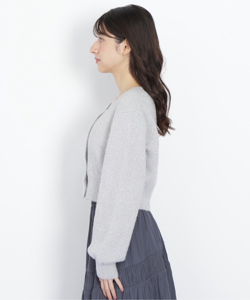 JILL by JILL STUART（ジルバイジルスチュアート）の「◇ ハートボタンラメフェザーカーディガン（ニット/セーター・レディース・ベージュ/ピンク/グレー・FREE）」の7枚目の写真
