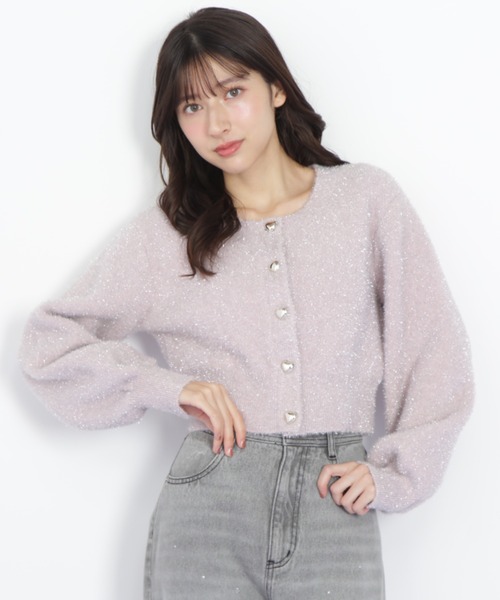 JILL by JILL STUART（ジルバイジルスチュアート）の「◇ ハートボタンラメフェザーカーディガン（ニット/セーター・レディース・ベージュ/ピンク/グレー・FREE）」の19枚目の写真
