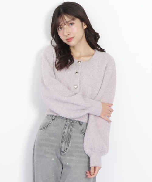 JILL by JILL STUART（ジルバイジルスチュアート）の「◇ ハートボタンラメフェザーカーディガン（ニット/セーター・レディース・ベージュ/ピンク/グレー・FREE）」の22枚目の写真