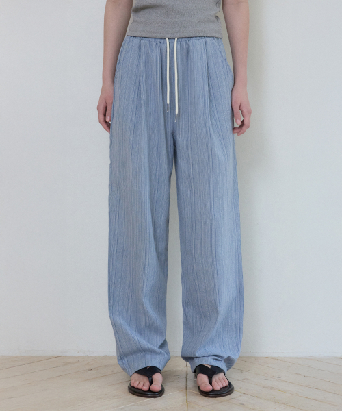 WEDNESDAYOASISFORWOMEN(ウェンズデー オアシス フォー ウーマン)の「W/ボヘミアンストライプバンディングパンツ_BLUE(W25-PT10)(その他パンツ・レディース・ブルー・MEDIUM/LARGE)」の2枚目の写真