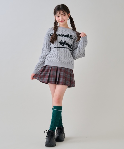 by LOVEiT（バイラビット）の「ケーブルコード刺しゅうニット（ニット/セーター・キッズ・オフホワイト/グレー/ピンク・120cm/150cm/130cm/140cm）」の5枚目の写真