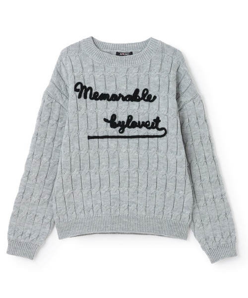 by LOVEiT（バイラビット）の「ケーブルコード刺しゅうニット（ニット/セーター・キッズ・オフホワイト/グレー/ピンク・120cm/150cm/130cm/140cm）」の8枚目の写真