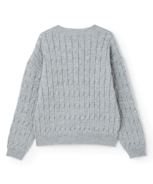 by LOVEiT（バイラビット）の「ケーブルコード刺しゅうニット（ニット/セーター・キッズ・オフホワイト/グレー/ピンク・120cm/150cm/130cm/140cm）」の9枚目の写真