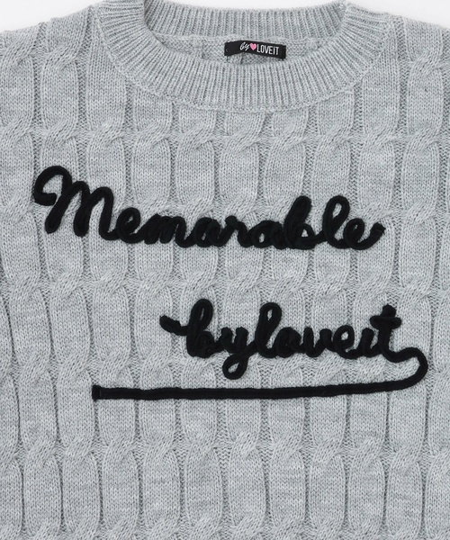 by LOVEiT（バイラビット）の「ケーブルコード刺しゅうニット（ニット/セーター・キッズ・オフホワイト/グレー/ピンク・120cm/150cm/130cm/140cm）」の11枚目の写真